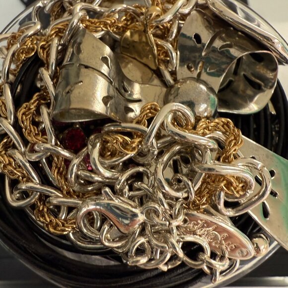 Mixed Jewelry Lot Wearable Silver & Gold Tone Chains Bracelets Necklaces Rings - Picture 6 of 14